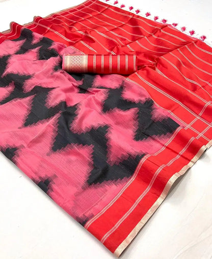 Peach Mal Spun Handwoven Silk Saree