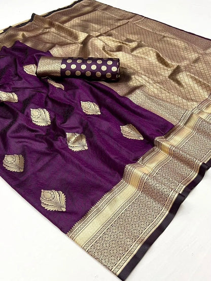 Wine Handloom Weaving Silk Saree With Handwoven Art