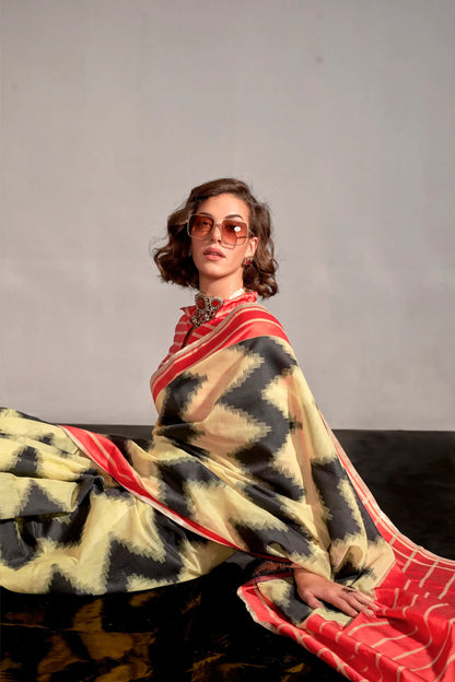 Beige Mal Spun Handwoven Silk Saree