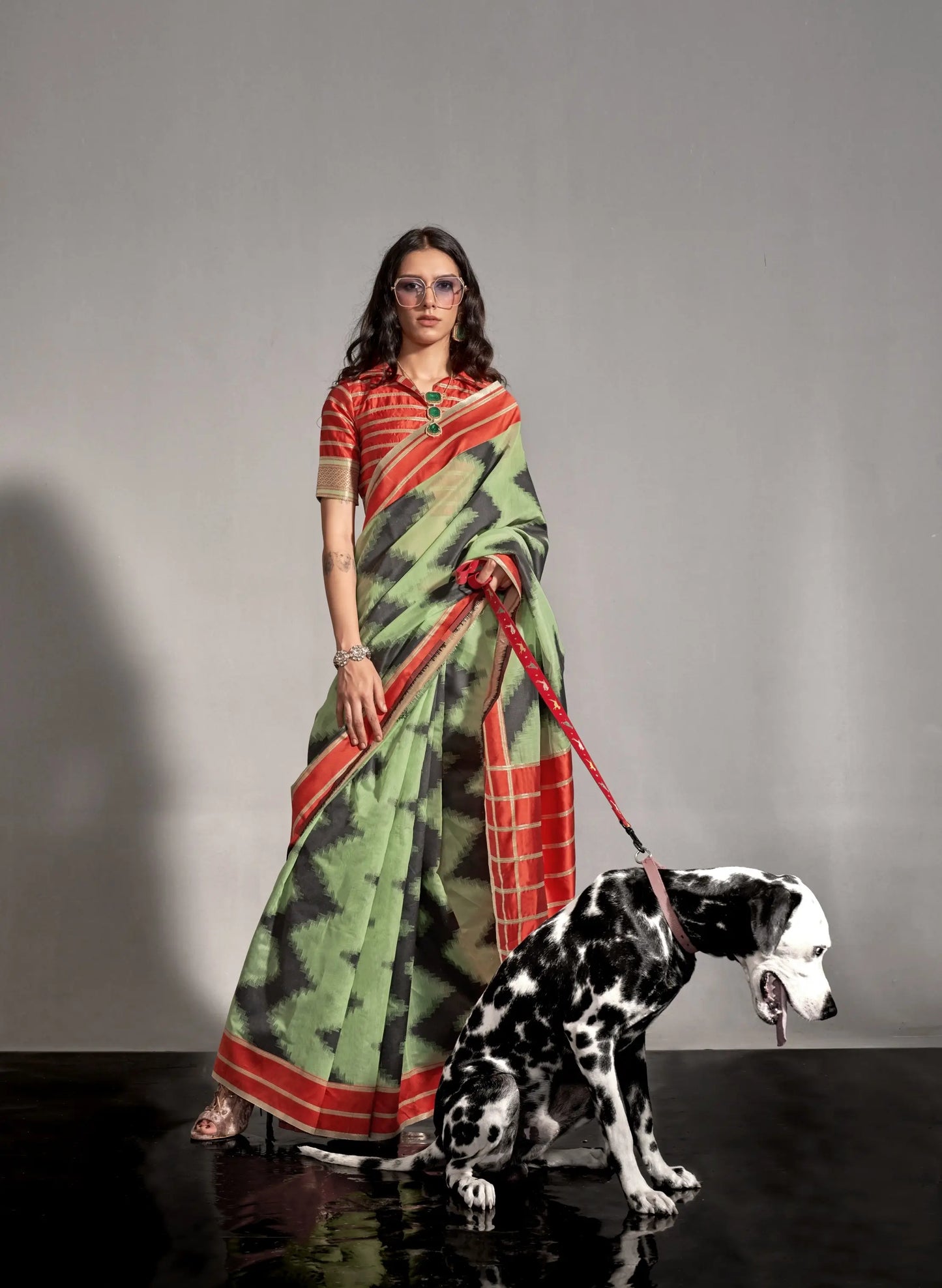 Pista Green Mal Spun Handwoven Silk Saree