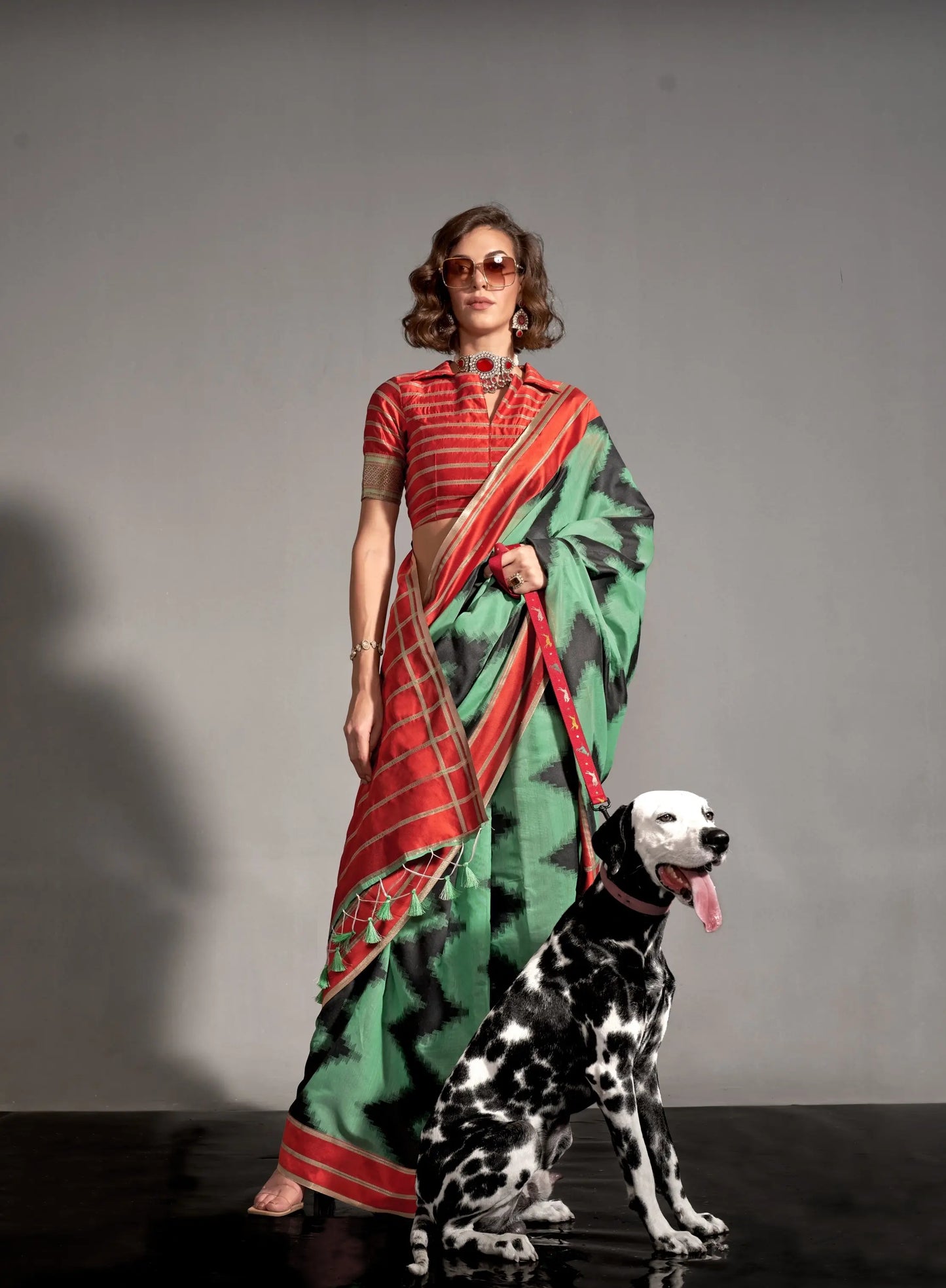 Green  Mal Spun Handwoven Silk Saree