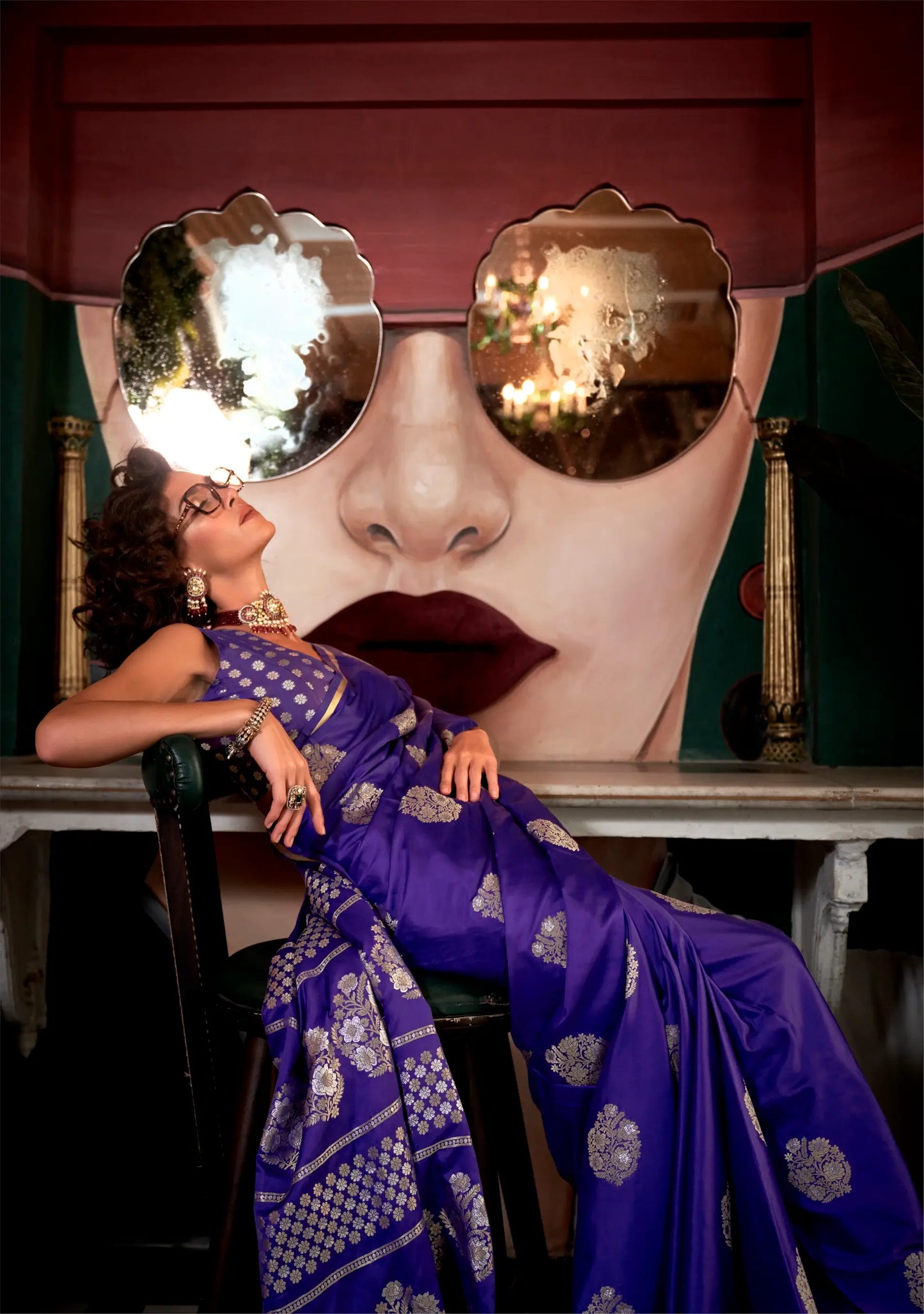 Purple Satin Handloom Silk Zari Weaving Work Saree