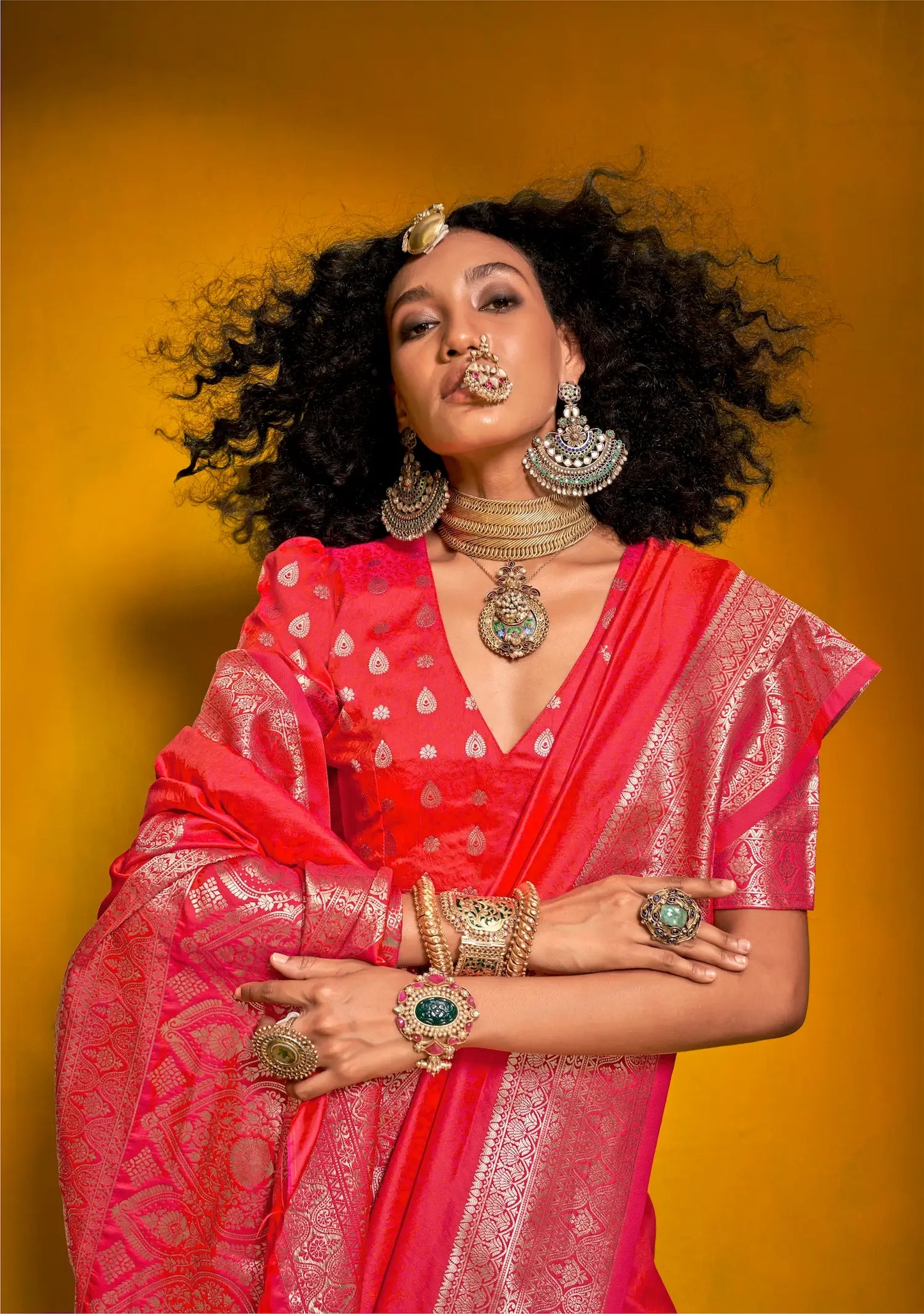 Red Two Tone Handloom Silk Saree With Zari Weaving Work