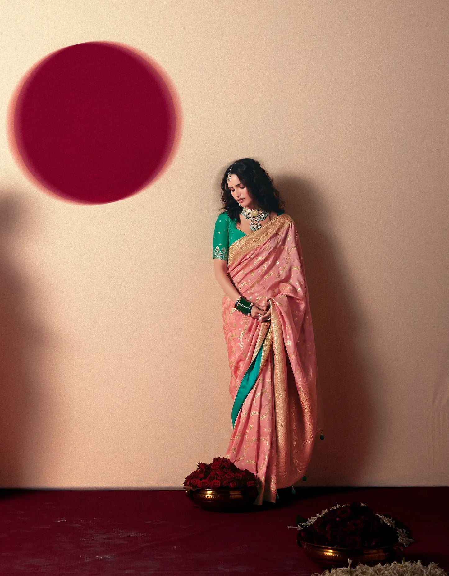 Sweet Pink Viscose Zari Weaving Saree