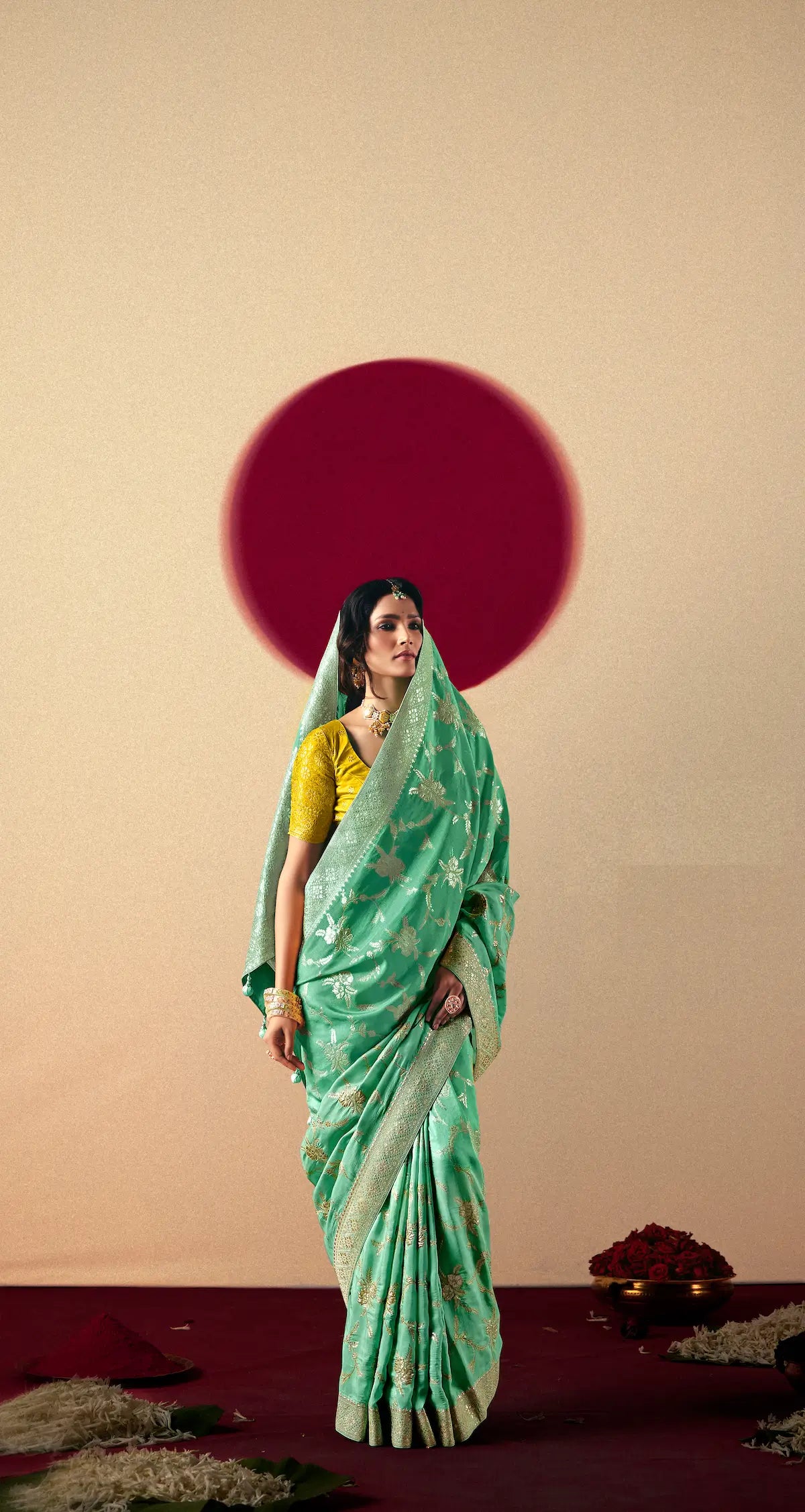 Turquoise Blue Viscose Zari Weaving Saree