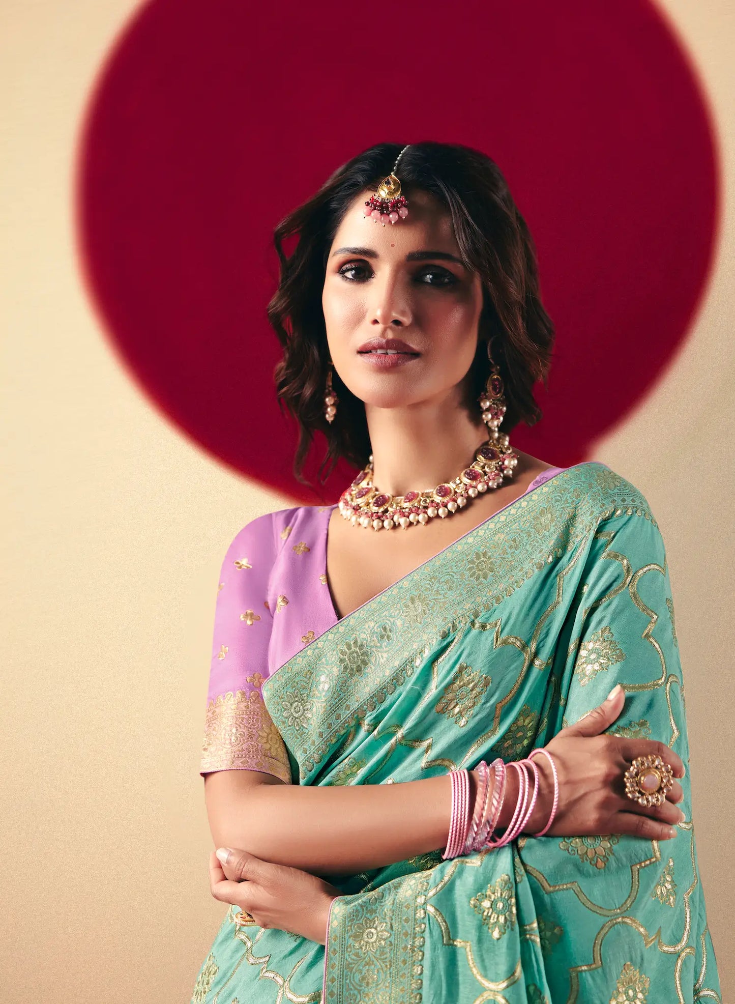 Aqua Blue Viscose Zari Weaving Saree