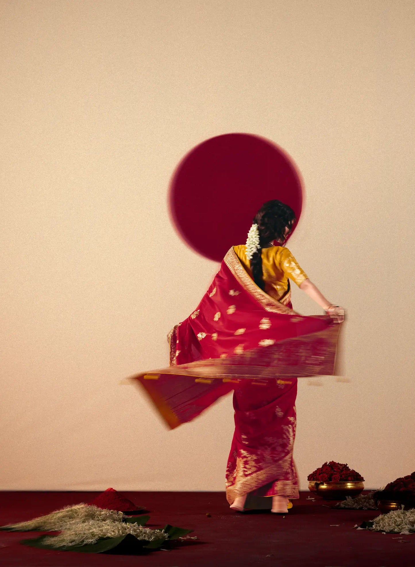 Rose Red Viscose Zari Weaving Saree