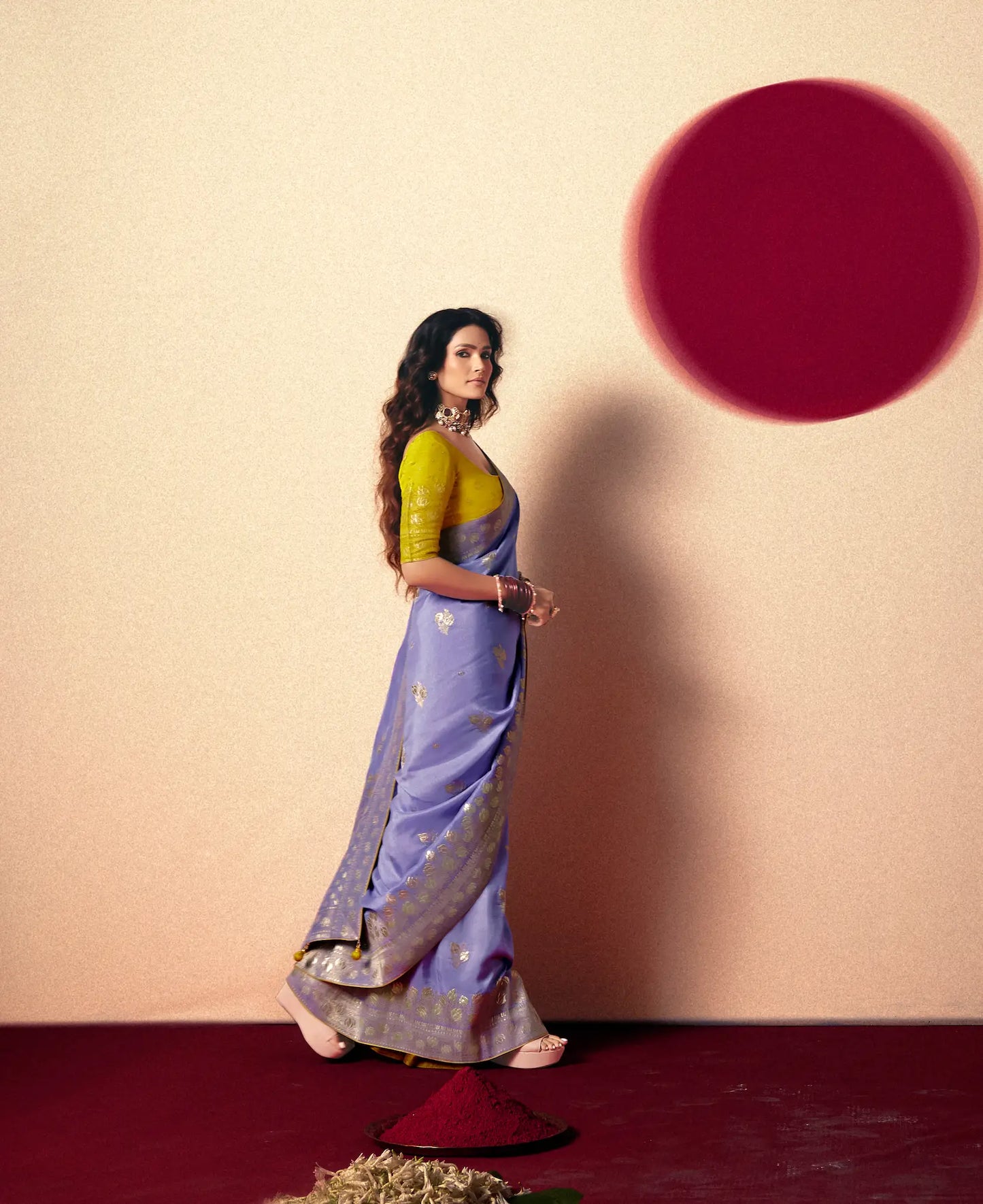 Dusty Lavender Viscose Zari Weaving Saree