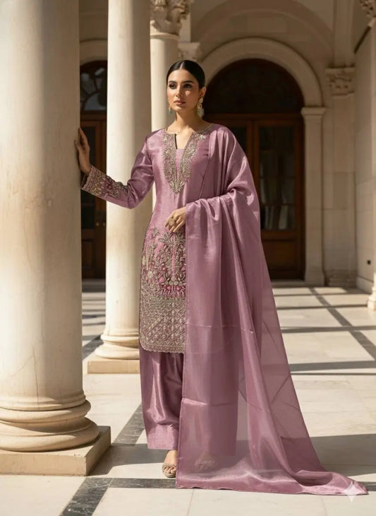 Dusty Pink Jimmy Choo embroidery Salwar Suit
