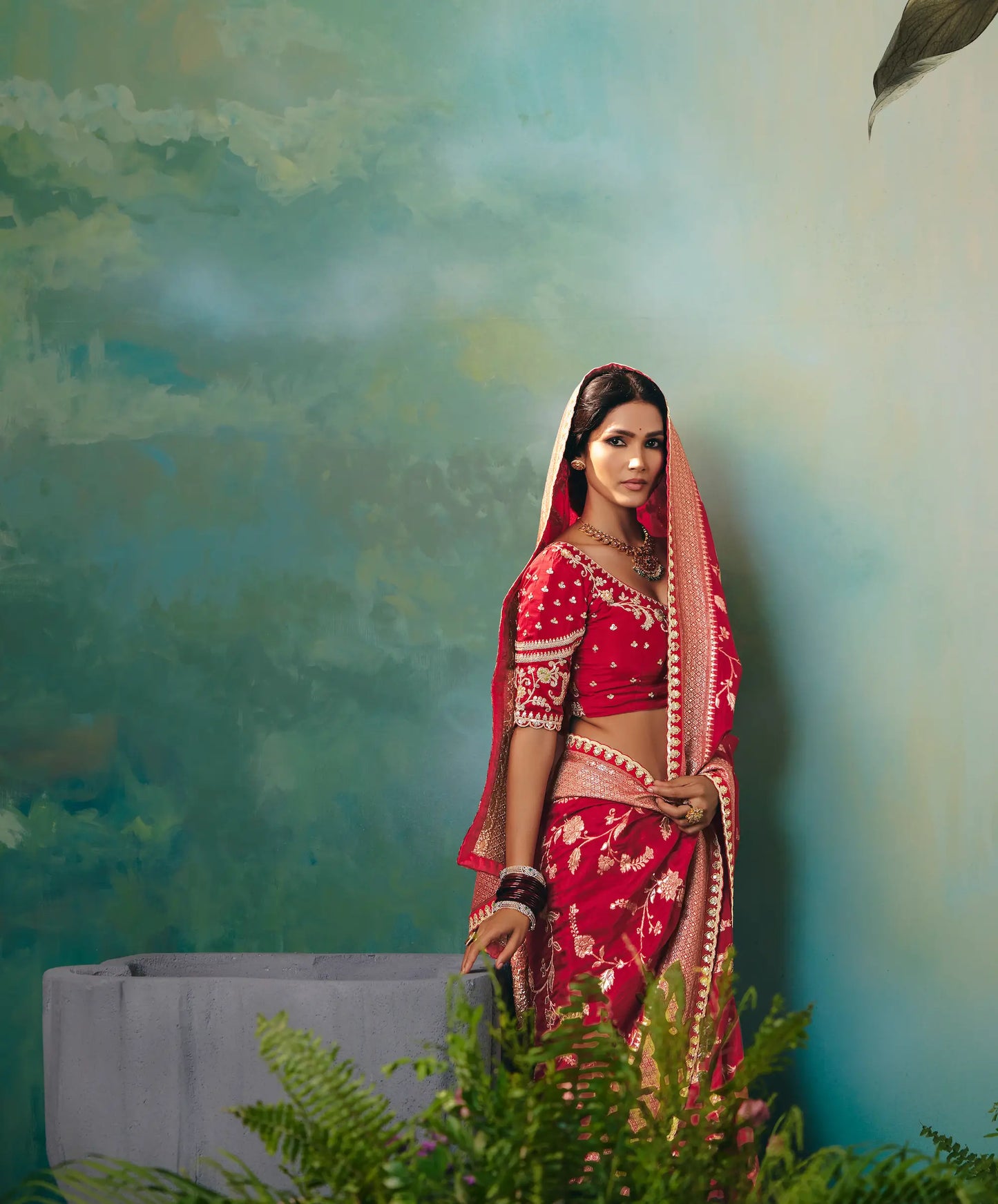 Rose Red Dola Silk Saree With Embroidery Work Blouse