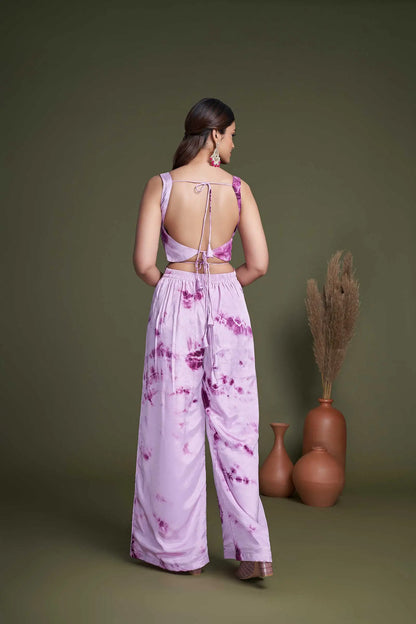 Purple Georgette Embroidery Work Co-ord Set