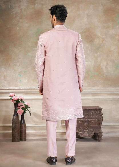 Oyster Pink Sequins Embroidery Indo Western