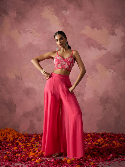 Designer Peach Pink Georgette Indo Western With Hand work And Shrug