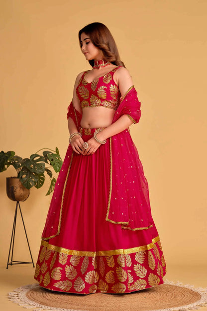 Pink Designer Georgette Lehenga With Sequins And Zari Embroidered Work