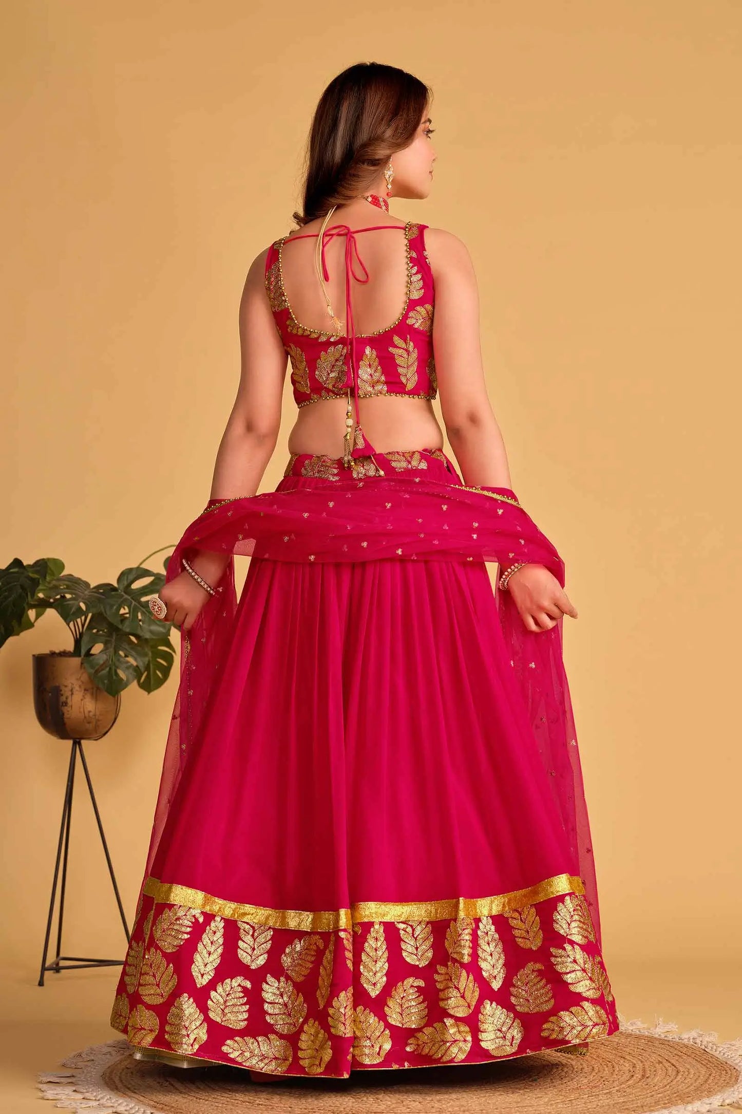 Pink Designer Georgette Lehenga With Sequins And Zari Embroidered Work