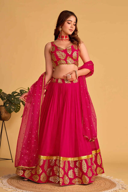 Pink Designer Georgette Lehenga With Sequins And Zari Embroidered Work