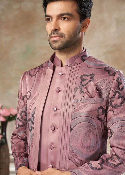Rosy Brown Designer 3 Piece Jodhpuri