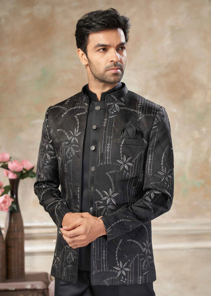 Black Designer Embroidery Jodhpuri