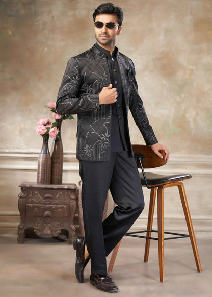 Black Designer Embroidery Jodhpuri