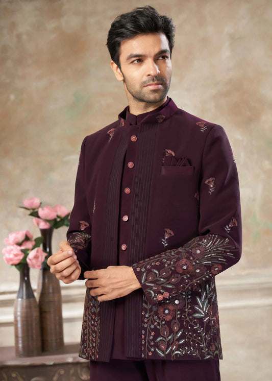 Brownish Maroon Men's Designer Jodhpuri