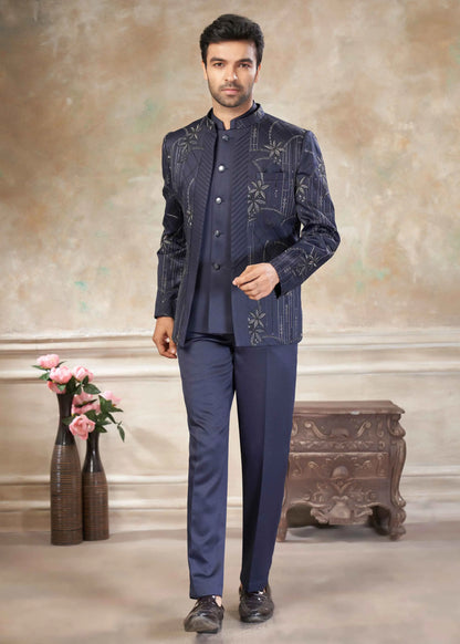 Davy Grey Designer Embroidery Jodhpuri