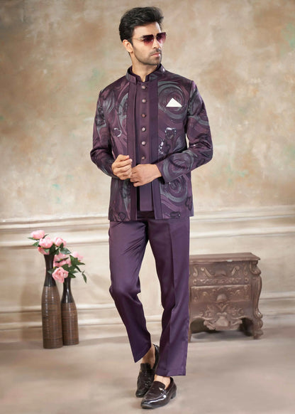 Plum purple Designer Embroidery Jodhpuri