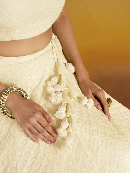 White Party Wear Lehenga With Sequins Embroidery Work And Dupatta