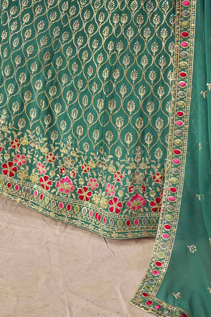 Beetle Green Sequins Embroidery Work Lehenga Choli