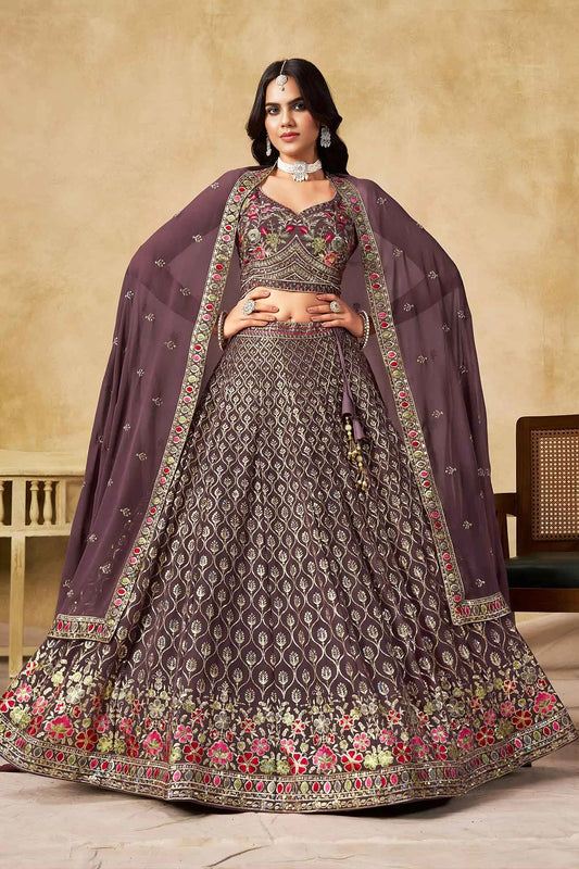 Dull Purple Sequins Embroidery Work Lehenga Choli