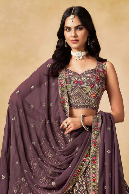 Dull Purple Sequins Embroidery Work Lehenga Choli