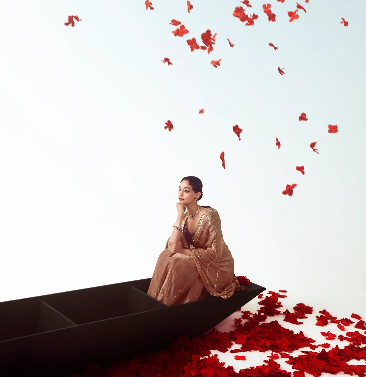 Bear Brown Party Wear Saree With Embroidery & Hand Work