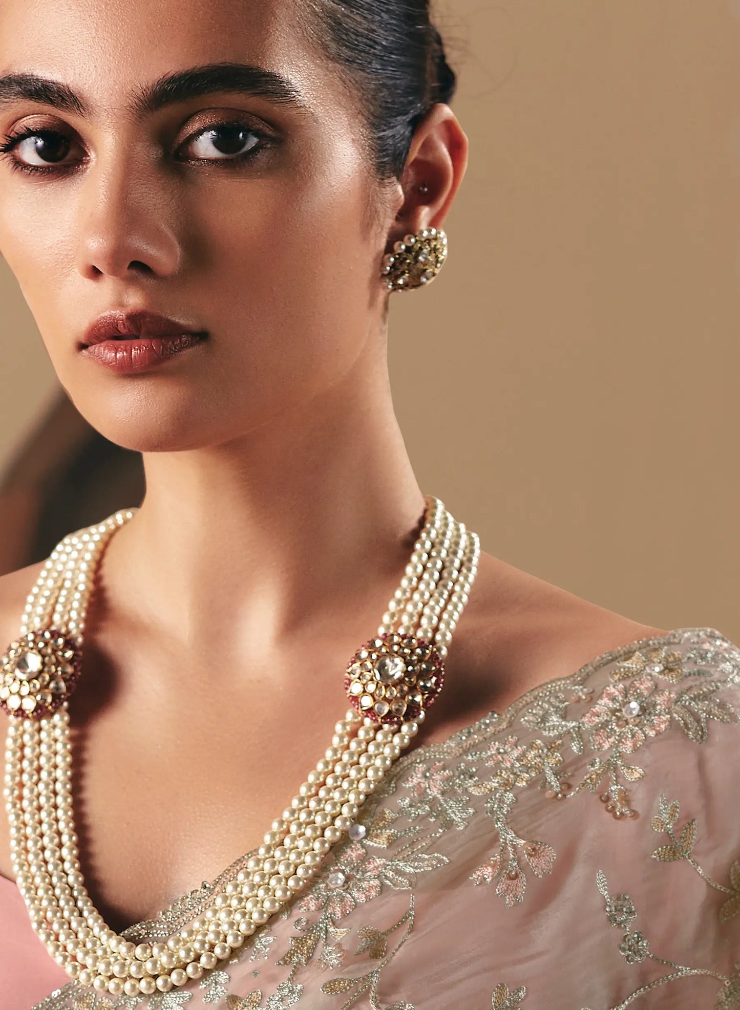 Dusty Grey Fancy Embroidery & Stone Work Saree