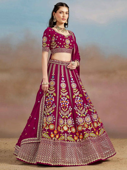 Pink Georgette Lehenga With Dori Zari Thread & Sequins Embroidery Work