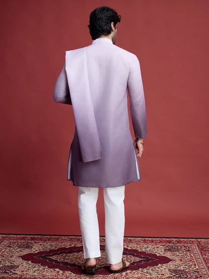 Dusty Purple Real Mirror Work Kurta With Dupatta