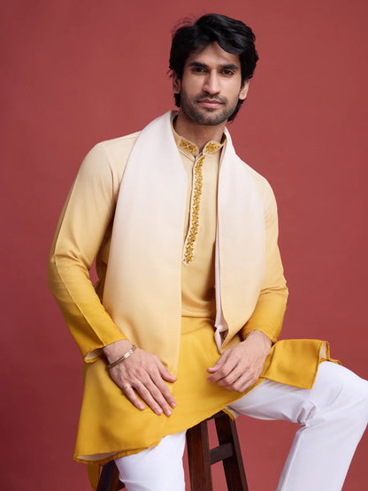 Yellow Real Mirror Work Kurta With Dupatta