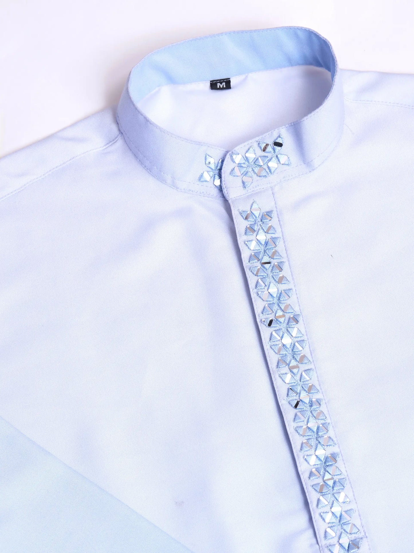 Sky Real Mirror Work Kurta With Dupatta