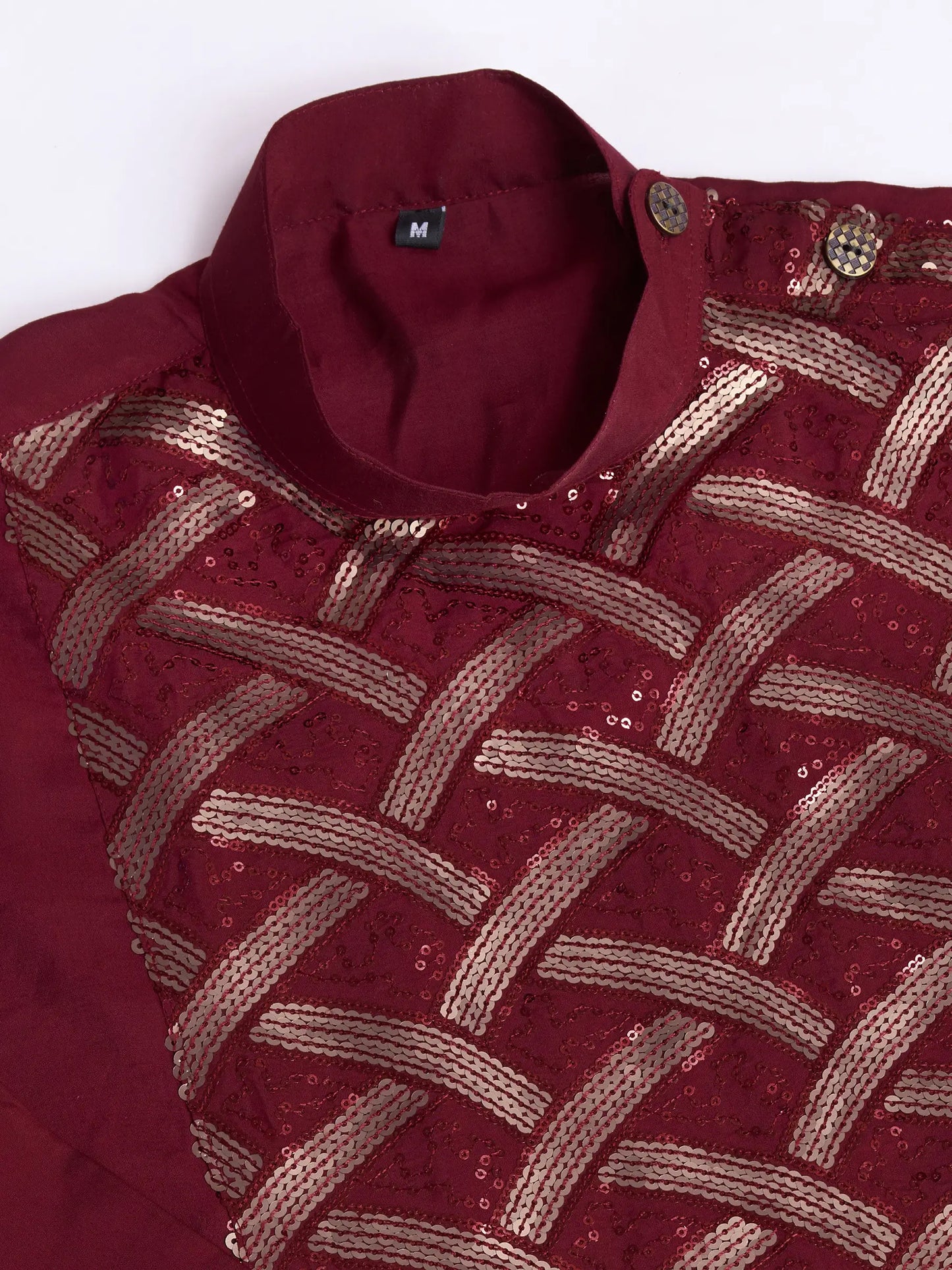 Maroon Silk Thread & Sequins Embroidered Work Kurta