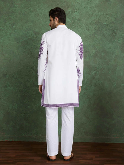Awesome White Rayon Kurta With Beautiful Purple Digital Print