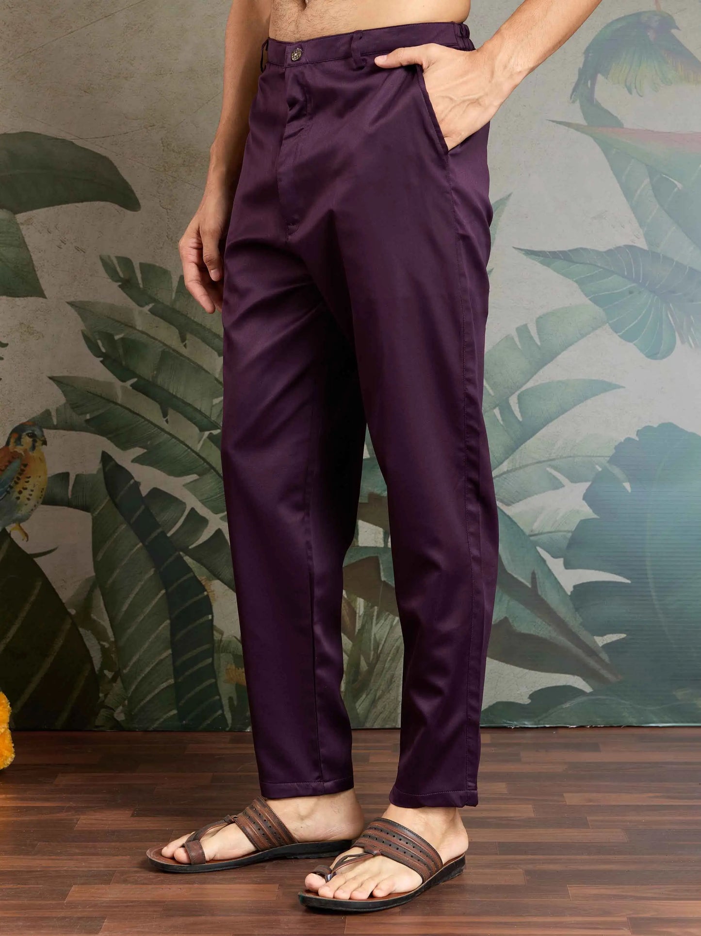 Dark Purple Silk Kurta Set With Real Mirror Thread Sequins Embroidery Work Koti