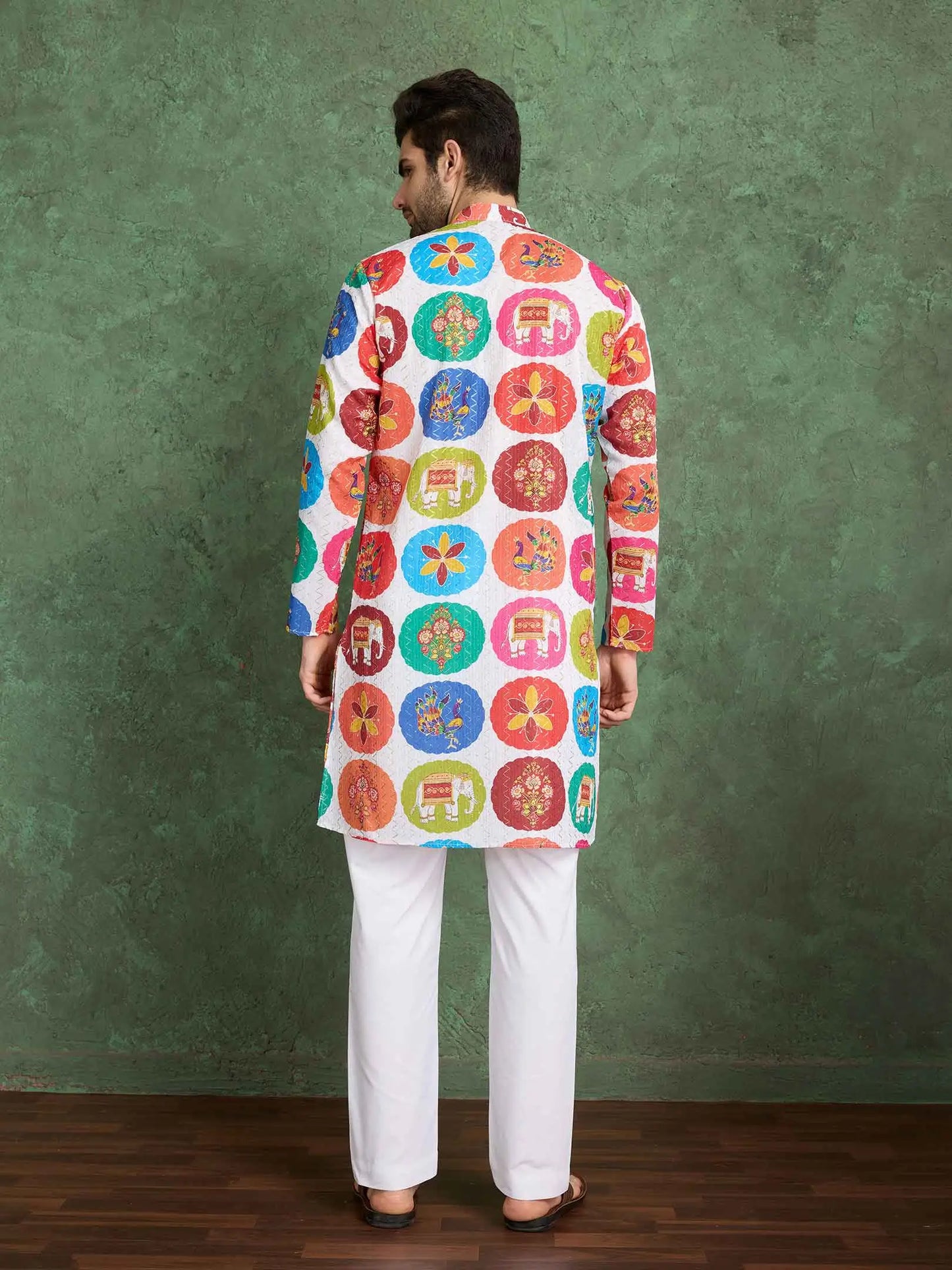 Multi Color Digital Print With Embroidery Work Rayon Kurta Set