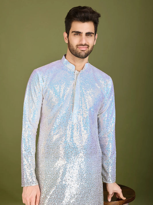 Ombre Yellow Georgette Kurta With Thread & Sequins Embroidered Work