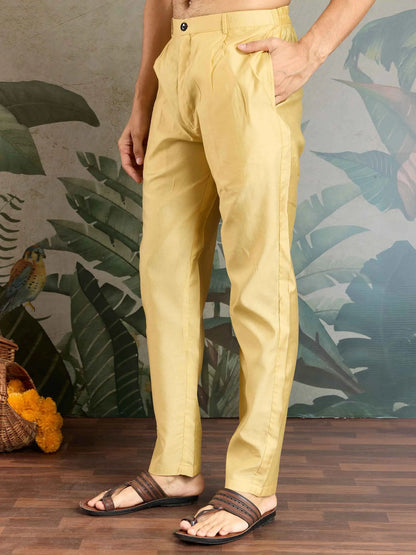 Yellow Wedding Wear Silk Kurta With Thread Sequins Embroidery Work Koti(Jacket)