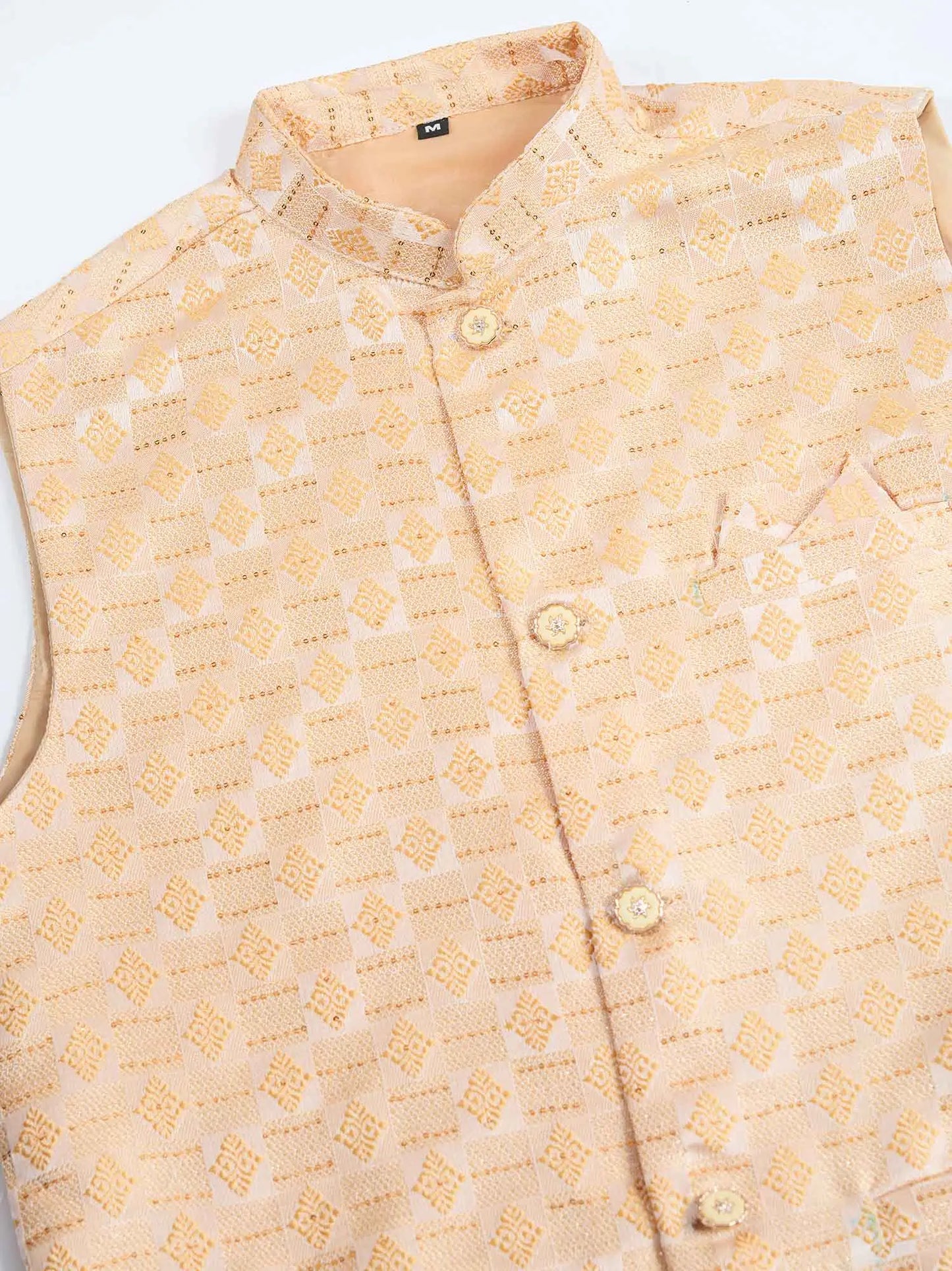 Yellow Viscose Silk Kurta With Sequins Jacquard Design Work Koti