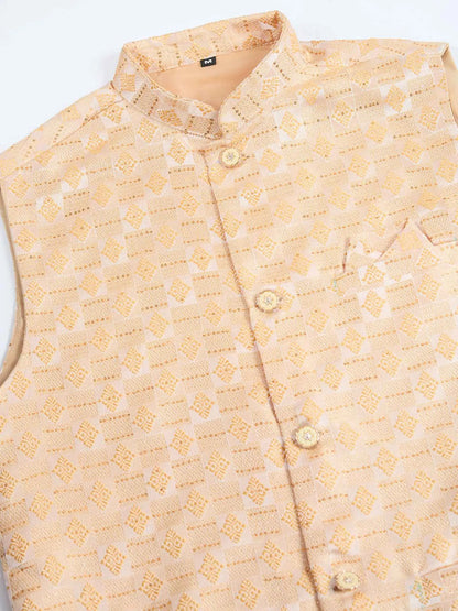 Yellow Viscose Silk Kurta With Sequins Jacquard Design Work Koti