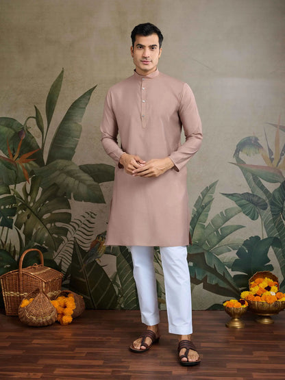 Rosy Brown Viscose Silk Kurta With Sequins Jacquard Design Work Koti