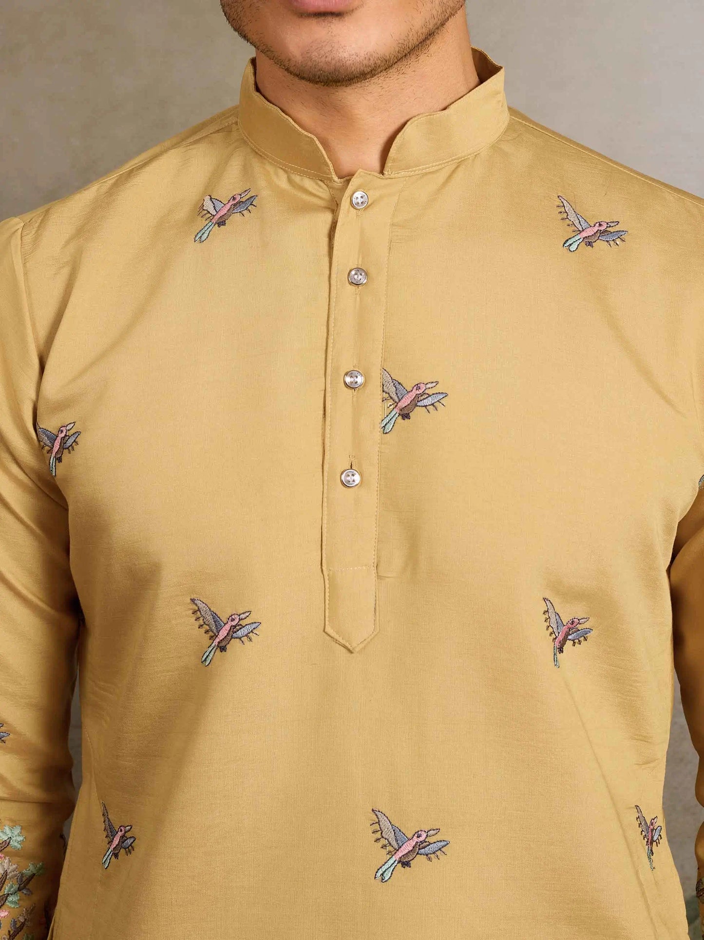 Yellow Kurta Set With Elephant Embroidery Motifs