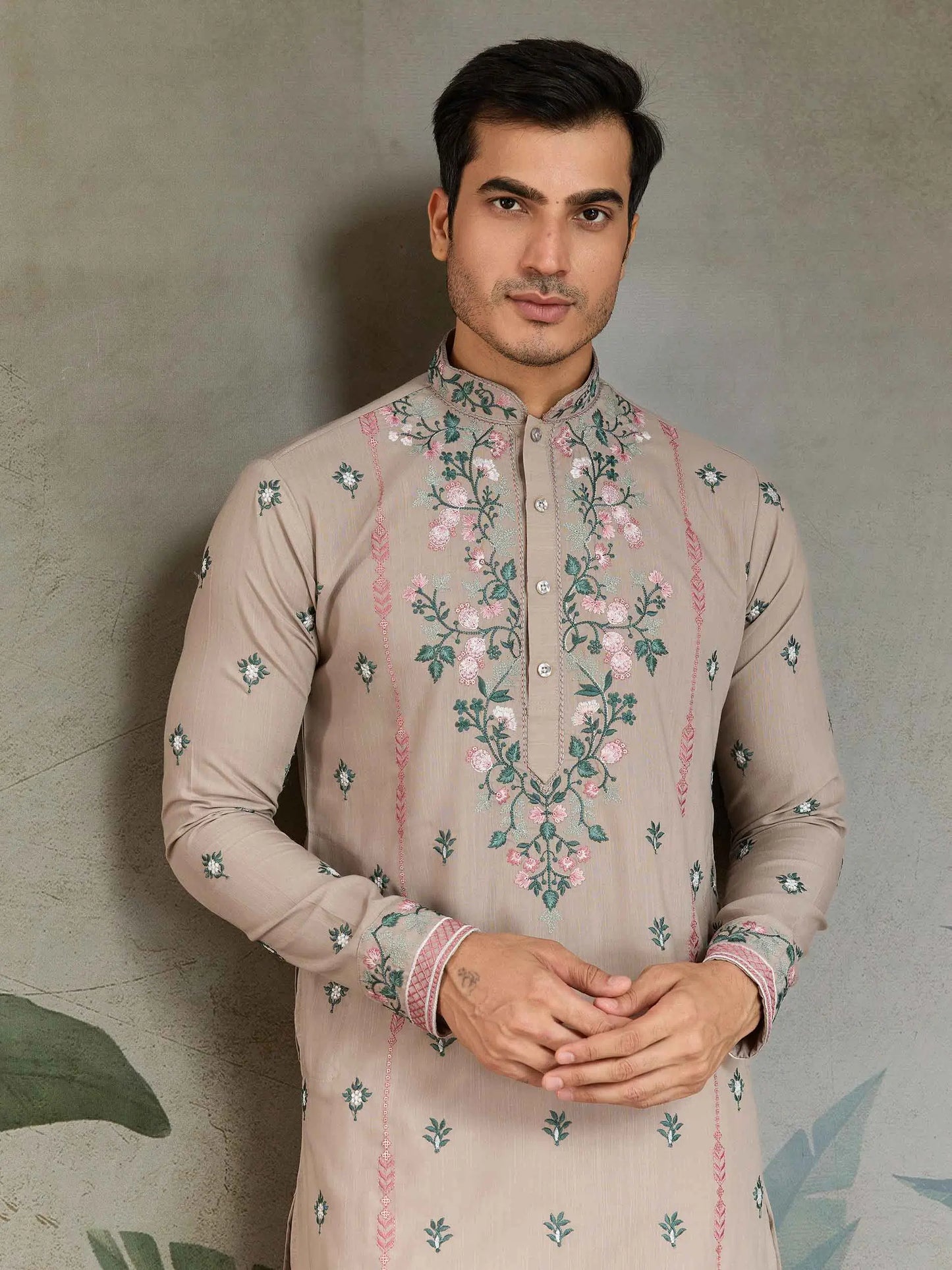 Ivory Viscose Silk Thread And Sequins Embroidery Work Kurta With Pant