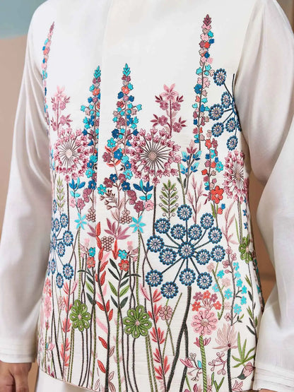 White Kurta Set With Embroidery Sequins Jacket