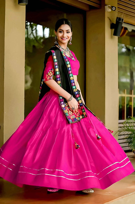 Rani Pink Traditional Gantthi Work Chaniya Choli For Navratri
