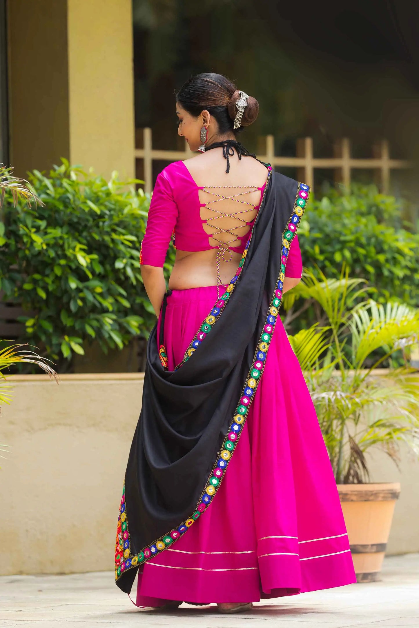 Rani Pink Traditional Gantthi Work Chaniya Choli For Navratri